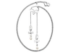 Antique Pearl & 0.24 Ct Diamond 14k Yellow Gold & Platinum Necklace Art Nouveau