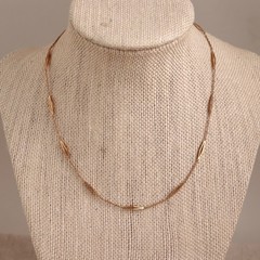Estate 18k Gold Necklace Station Link Vintage Modernist 15.5″ 1970s 3.56g K18