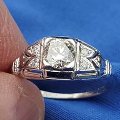 Original EARTH MINED DIAMOND Deco Engagement Ring Gatsby ERA Solitaire 14K GOLD