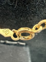 853. OP Vintage Gold Tone Necklace W/ Red Glass Stone And CZ Halo