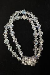 Vintage 1950s-1960s Aurora Borealis Necklace, Bracelet (choker?), & Earrings.