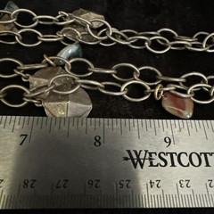 Vintage Silver Tone Chain Charm Necklace With Gemstones