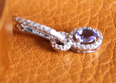 Tanzanite CZ Halo Charm Huggie Hoop Earrings Rhodium Over Sterling Silver By JTV