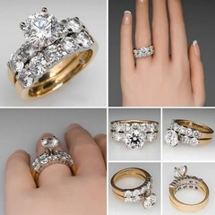 2.60 Ct Diamond Art Deco Antique Vintage Wedding Ring Set 14K Yellow Gold FN