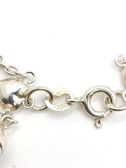 10mm Vintage Puffy Hearts Sterling Silver Chain With Bell Bracelet 7″ – 6.6gr
