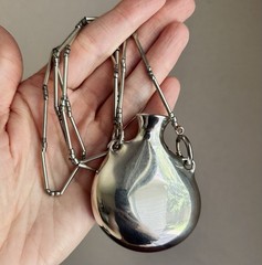 Ultra Rare Early Elsa Peretti Silver 71mm Open Bottle Necklace 1974 Tiffany & Co