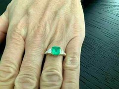 Art Deco 2.50Ct Asscher Emerald Lab Created Diamond 14K Gold FN Engagement Ring