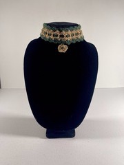 Vintage Handmade Goth Crochet Gold Flower Choker Necklace String Tie By Odythia