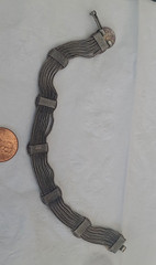 Circa 1800 Victorian Trombone Clasp Silver 7″ Antique Multi Chain Bracelet