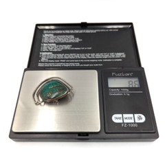 Sterling Silver 935 Chrysocolla Gemstone Cabochon Brooch Pendant Pin Israel