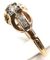 Antique 1920’s Diamond Faith Engagement 14K Two Tone Ring Size 6 UK-L1/2 Deco