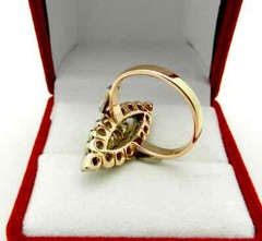 Vintage Solid 14k 585 Rose & White Gold Cluster Diamonds Navette Ring size 5.5
