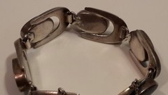 Heavy Sterling Silver N D Black Onyx Bracelet Chain Linked Art Deco 35 gram 7″