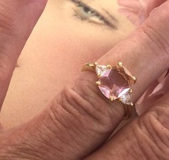 Vintage Jewellery Gold Ring Pink White Sapphires Antique Deco Dress Jewelry sz 7