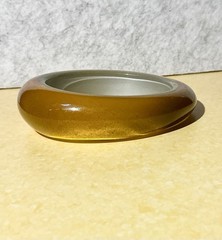 Vintage Chunky Asymmetrical Lucite Bangle Translucent Honey Butterscotch SZ 7.5