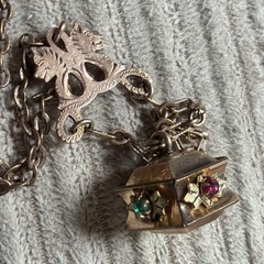 Victorian RARE 9.64g Gold Fill 3” FOB Paste Stone Dog Head Rose GF 26” Necklace