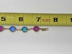 Swarovski Swan Crystal Open Bezel Bracelet Pink Green Blue Gold Tone Vintage