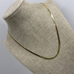 Vintage classic unisex slinky gold tone herringbone chain necklace