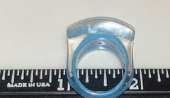 Vintage Y2K Clear Lucite Dome Ring Chunky Aqua Blue Floating Glitter Bubble Ring