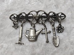 Antique Grow In Grace Silver Tone Charm Brooch Pin 1.5in