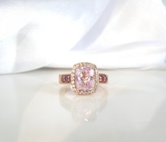 Rose Gold on Sterling Silver 925 Natural Irradiated Morganite Size 6 Ring