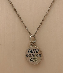 925 SJC Faith in God Necklace 18in Sterling Silver 3g Rope Chain Oval Pendant