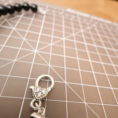 Judith Ripka necklace black onyx sterling silver 925 clasp DMQ signed 20 in