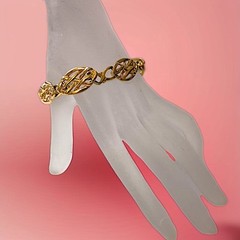Napier Ornate Chain Link Bracelet Vintage Gold Tone Open Work Filigree Rococo