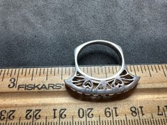4.52g Vintage Sterling Silver 925 Pink Princess Cut Band Ring Size 8.5 M