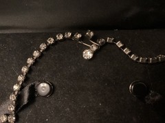 Vintage Rhinestone Collar 17 INCHES Choker Necklace & Clip on Earrings Set
