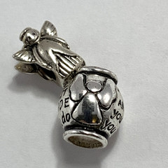 Two 925 Sterling Charm Beads 3-D Angel plus Guardian Angel to Protect and Guide