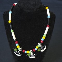 VTG Flying Colors 3 Duck Colorful Ceramic Bead Necklace Bold Statement