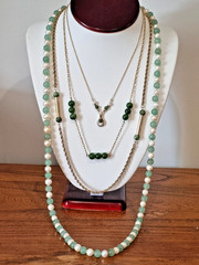 Vintage Gold Fill Real Nephrite Jadeite Cultured Pearl 4 Necklace Lot video USA