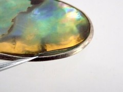 Sterling Silver Abalone Shell Pendant 925 10g 2.5 Inches Total Length