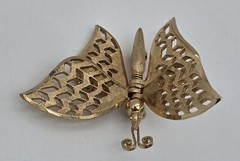 Coro Francois Butterfly Brooch Articulated Vintage Gold Tone Pin