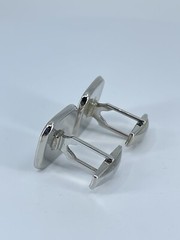 Cufflinks Mother of Pearl square flat MOP polished silver tone 7/8″