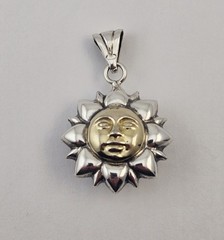 Vintage Milor Italy Sterling Silver Sunburst Two-Tone Sun Face Pendant – 6g