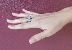 VINTAGE STERLING SILVER CRYSTAL ORB LIGHTNING AND SHOOTING STAR RING SIZE 5