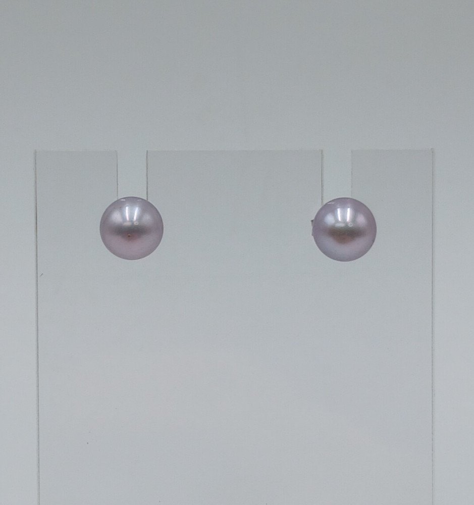 VTG 925 Lavender 6mm Pearl Stud Earrings Sterling Silver Round Cultured Estate