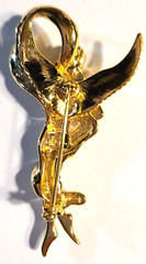 VINTAGE STUNNING GOLD TONE LADY REMINGTON ANGEL SIGNED PIN BROOCH