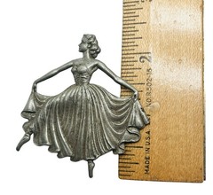 Vintage Pot Metal Figural Ballerina Signed Numbered Figural Brooch C Clasp