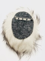 Inuit Eskimo Feather Fur Pin Brooch Work Of Art Man Made Plaster Rock