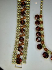 Vintage Brown Rhinestone Bracelet & Necklace Set 1950’s 1960’s