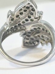 Vintage 925 Sterling Marcasite Wings Ring Size 7 1/8 18mm X 24mm Center