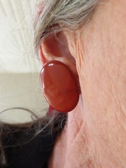 Vintage Jasper Natural Stone Clip Earrings Oversize