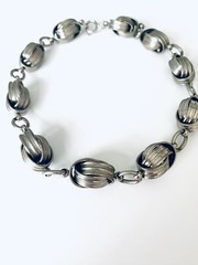 Vintage Silver Tone Statement Abstract Shape Link Collar Choker Necklace 15”