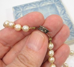 Vintage AKOYA Cultured PEARL Hand-knotted NECKLACE 6mm Sterling Silver 17.75″
