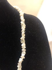 Vintage Mother of Pearl Crescent Moon Pendant Necklace White Heishi Shell Beads