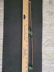 Vntg Bezel Set Green Lucite Necklace & Uncas Mfg Co Adjustable Green Stone Ring