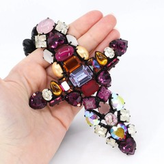 Hanna Bernhard, Haute Couture, Decorative Cross Necklace in Purple/Black